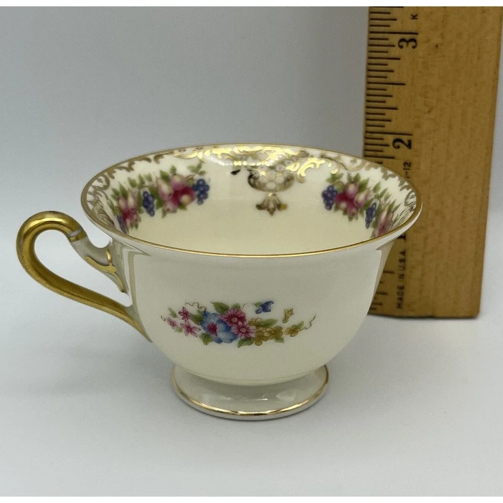 Vintage‎ Rosenthal Ivory Footed Demitasse Cup and Saucer Fruit Floral Gold Trim